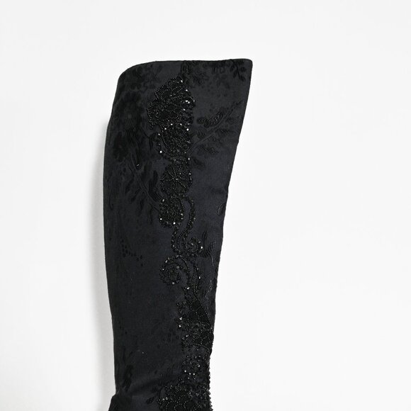 Vintage Christian Lacroix Knee High Boots with Kitten Hill Black Size 38 - Picture 3 of 7